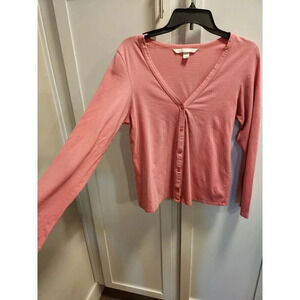 Vtg Victoria's Secret Light Weight Knit V-Neck Cardigan Pink 2005 - Sz S